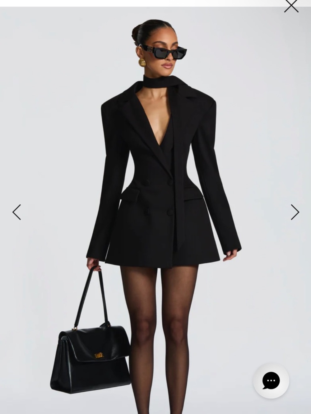 Tailored Black Long Sleeve Blazer Dress